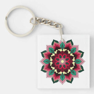Mandala Pattern 02 in diep roze Sleutelhanger