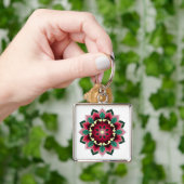 Mandala Pattern 02 in diep roze Sleutelhanger (Hand)