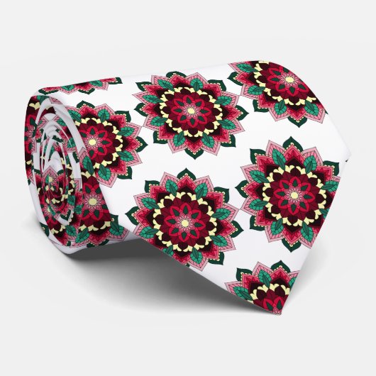 Mandala Pattern 02 in diep roze Stropdas (Opgerold)