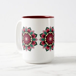 Mandala Pattern 02 in diep roze Tweekleurige Koffiemok
