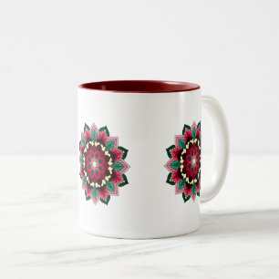 Mandala Pattern 02 in diep roze Tweekleurige Koffiemok