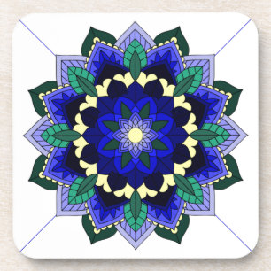 Mandala Pattern 02 in donkerblauw Bier Onderzetter