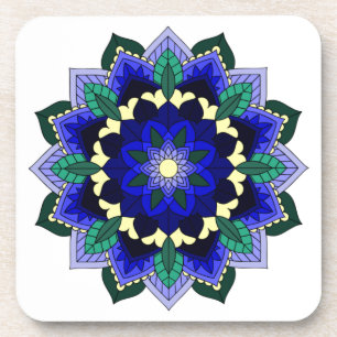 Mandala Pattern 02 in donkerblauw Bier Onderzetter