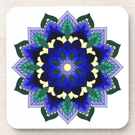 Mandala Pattern 02 in donkerblauw Bier Onderzetter (Voorkant)