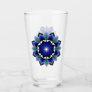 Mandala Pattern 02 in donkerblauw Glas