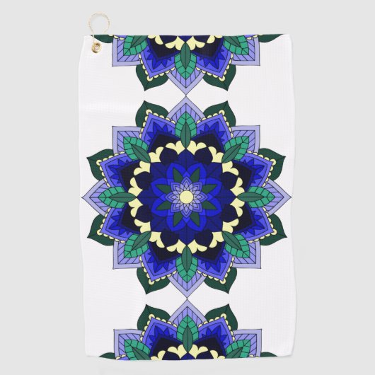Mandala Pattern 02 in donkerblauw Golfhanddoek (Voorkant)