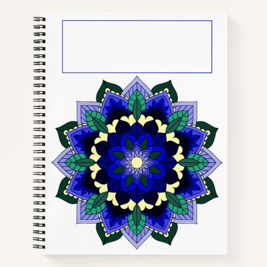 Mandala Pattern 02 in donkerblauw Notitieboek (Voorkant)