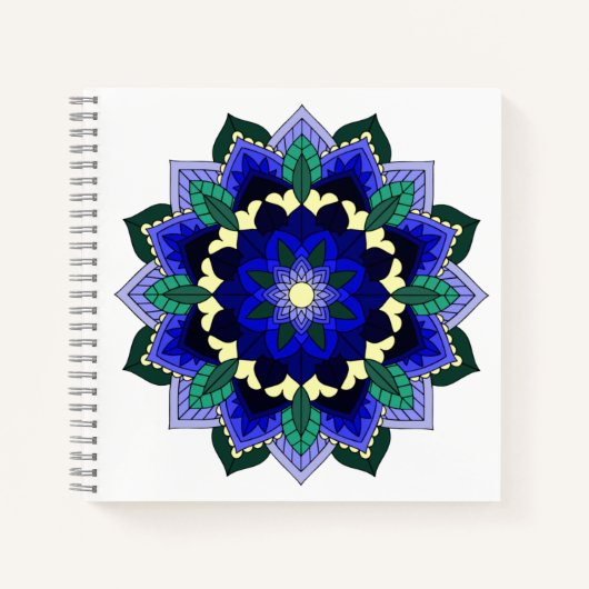 Mandala Pattern 02 in donkerblauw Notitieboek (Voorkant)