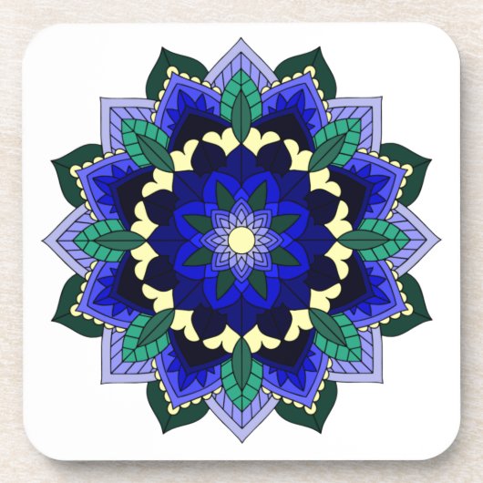 Mandala Pattern 02 in donkerblauw Onderzetter (Voorkant)