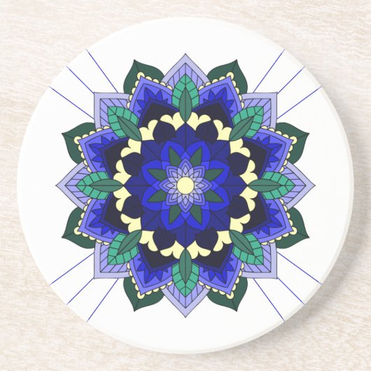 Mandala Pattern 02 in donkerblauw Onderzetter (Voorkant)