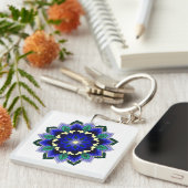 Mandala Pattern 02 in donkerblauw Sleutelhanger (Voorkant Rechts)