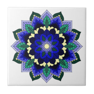 Mandala Pattern 02 in donkerblauw Tegeltje