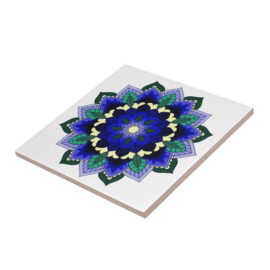 Mandala Pattern 02 in donkerblauw Tegeltje (Zijkant)