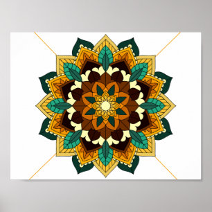 Mandala Pattern 02 in geel en geelbruin Poster