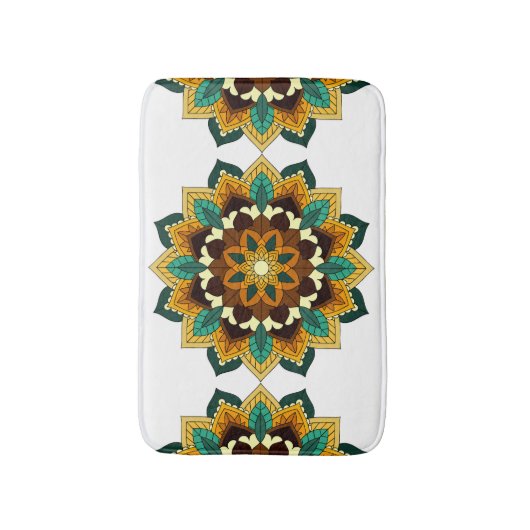 Mandala Pattern 02 in geel & tan Badmat (Voorkant Verticaal)