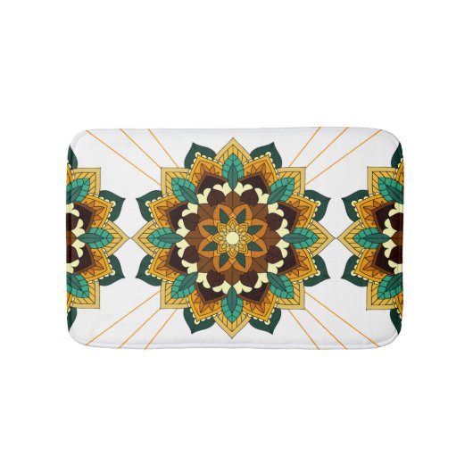 Mandala Pattern 02 in geel & tan Bath Mat (Voorkant)