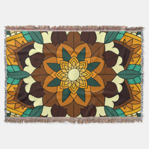 Mandala Pattern 02 in geel & tan Deken