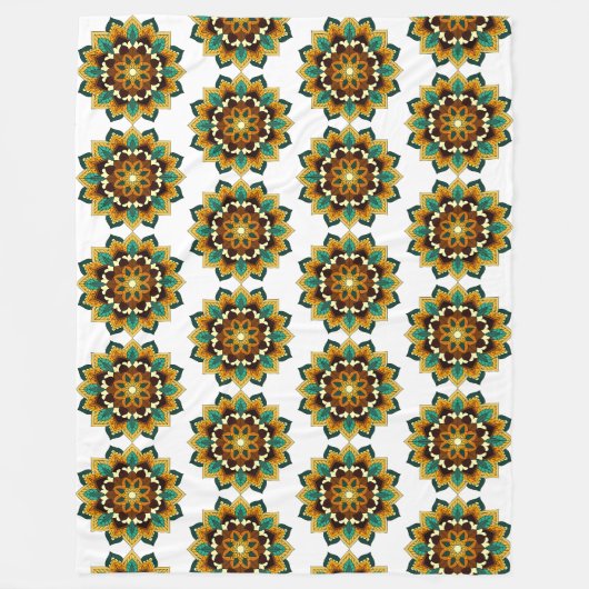 Mandala Pattern 02 in geel & tan Fleece Deken (Voorkant)