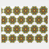 Mandala Pattern 02 in geel & tan Fleece Deken (Voorkant (Horizontaal))