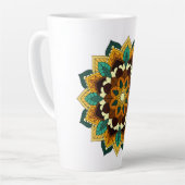 Mandala Pattern 02 in geel & tan Latte Mok (Linkerhoek)