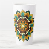Mandala Pattern 02 in geel & tan Latte Mok (Voorkant)