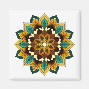 Mandala Pattern 02 in geel & tan Magneet