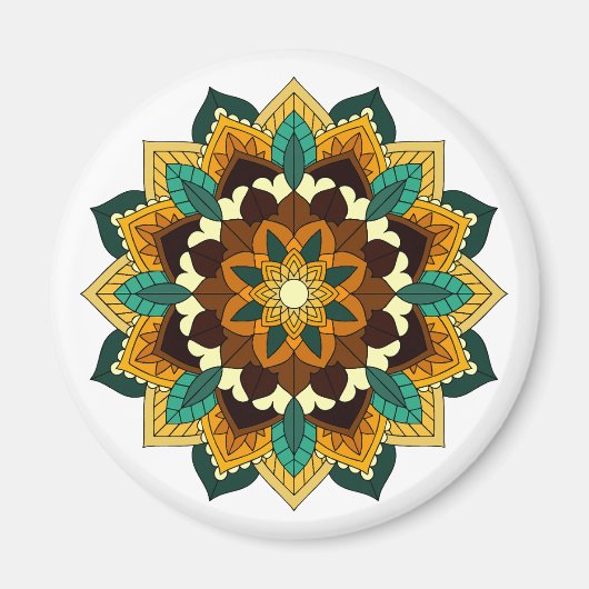 Mandala Pattern 02 in geel & tan Magneet (Voorkant)