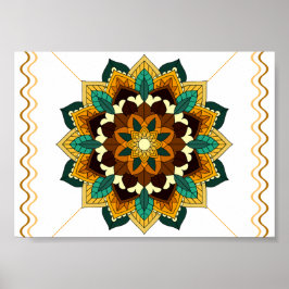 Mandala Pattern 02 in geel & tan Poster