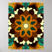 Mandala Pattern 02 in geel & tan Poster (Voorkant)