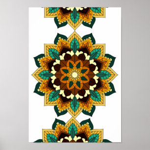 Mandala Pattern 02 in geel & tan Poster