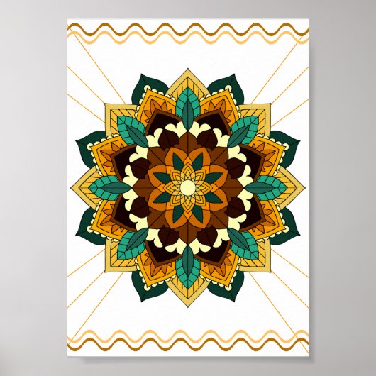 Mandala Pattern 02 in geel & tan Poster (Voorkant)