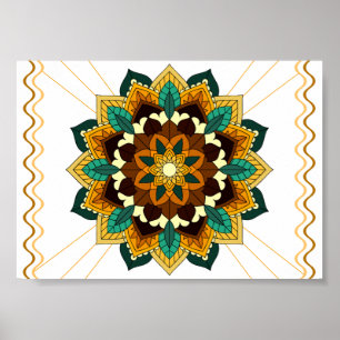 Mandala Pattern 02 in geel & tan Poster