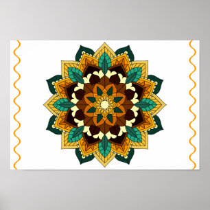 Mandala Pattern 02 in geel & tan Poster
