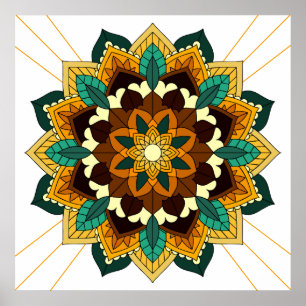 Mandala Pattern 02 in geel & tan Poster
