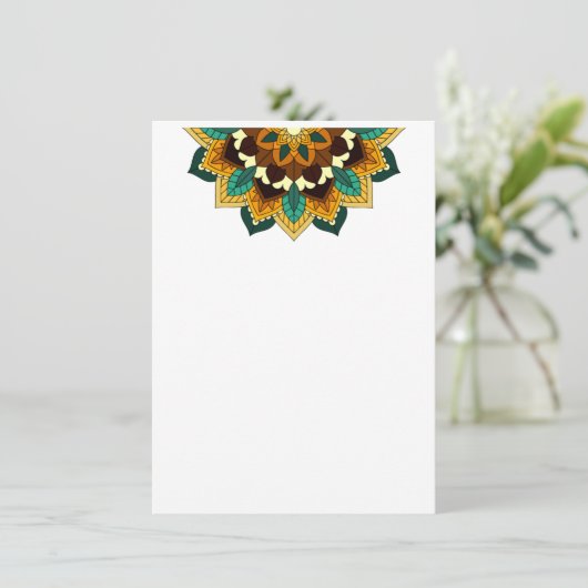 Mandala Pattern 02 in geel & tan Save The Date (Staand voorkant)