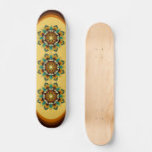 Mandala Pattern 02 in geel & tan Skateboard (Voorkant)