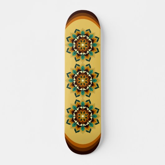 Mandala Pattern 02 in geel & tan Skateboard (Voorkant)