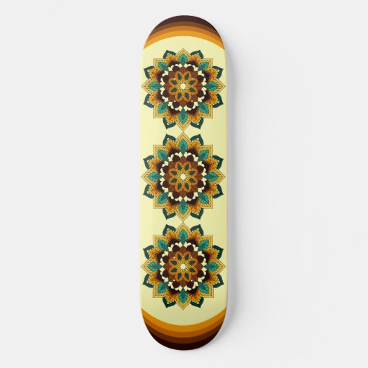 Mandala Pattern 02 in geel & tan Skateboard (Voorkant)