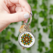 Mandala Pattern 02 in geel & tan Sleutelhanger (Hand)