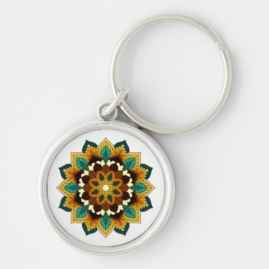 Mandala Pattern 02 in geel & tan Sleutelhanger (Voorkant)