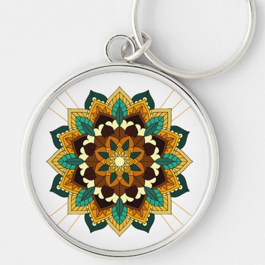 Mandala Pattern 02 in geel & tan Sleutelhanger (Voorkant)