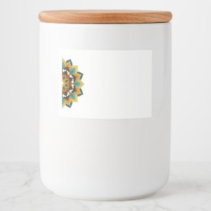 Mandala Pattern 02 in geel & tan Voedselcontainer Etiket
