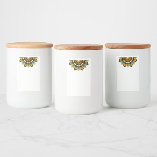 Mandala Pattern 02 in geel & tan Voedselcontainer Etiket (Flessen)