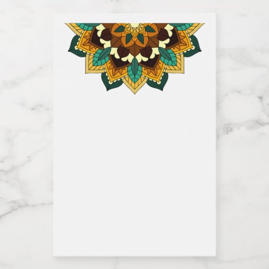 Mandala Pattern 02 in geel & tan Voedselcontainer Etiket (Enkel label)