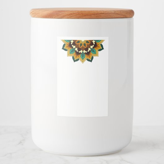 Mandala Pattern 02 in geel & tan Voedselcontainer Etiket (Voorkant)
