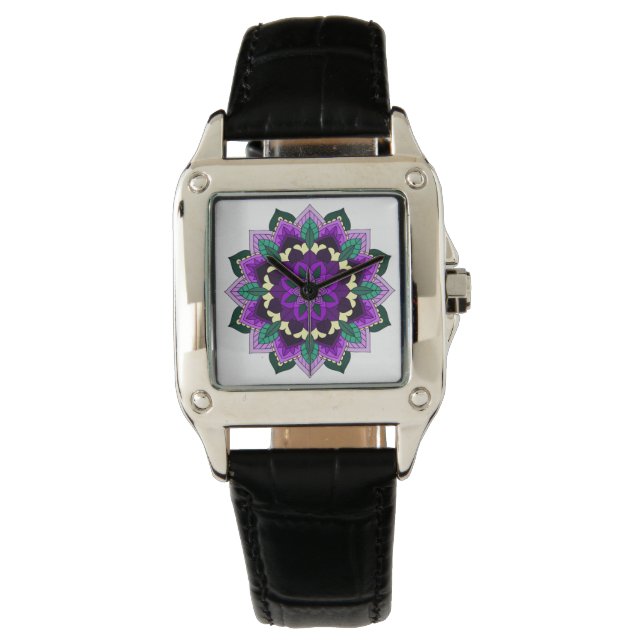 Mandala Pattern 02 in paars Horloge (Voorkant)
