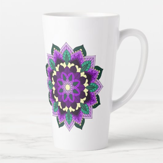 Mandala Pattern 02 in paars Latte Mok (Rechts)