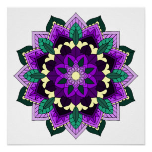 Mandala Pattern 02 in paars Perfect Poster