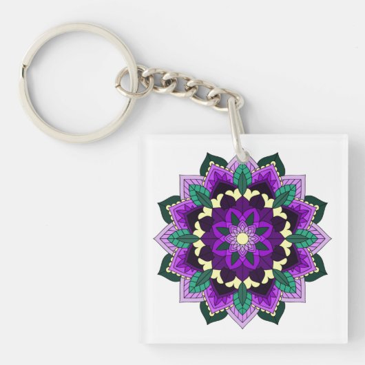 Mandala Pattern 02 in paars Sleutelhanger (voorkant)