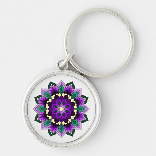 Mandala Pattern 02 in paars Sleutelhanger (Voorkant)